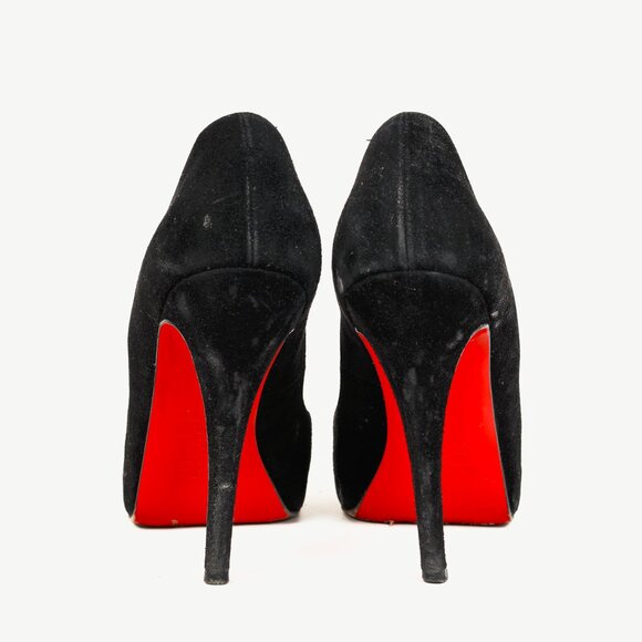 Christian Louboutin Very Prive 110 Black Veau Velours Peep-Toe Pumps - Picture 3 of 9